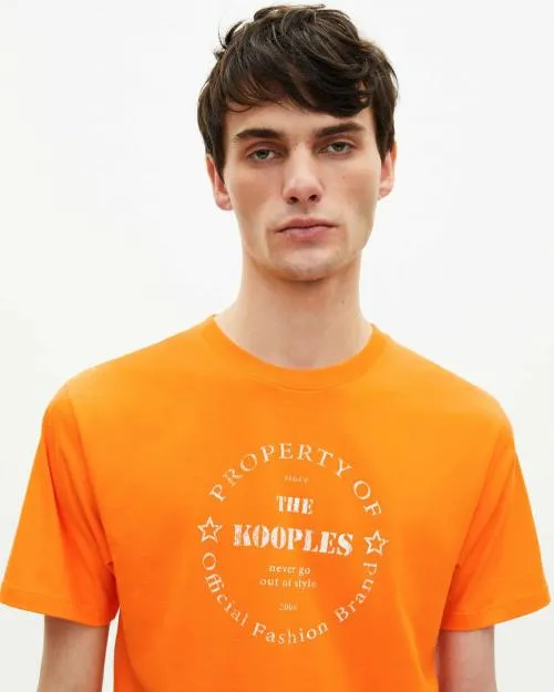 Men Tshirts The Kooples Orange Screen Print TShirt Orange