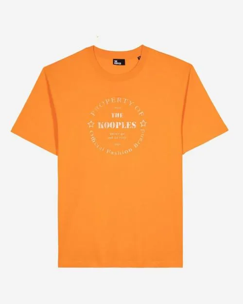 Men Tshirts The Kooples Orange Screen Print TShirt Orange