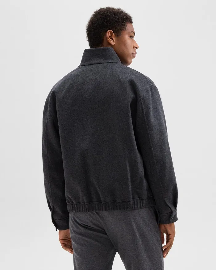 Men Theory Outerwear Straight Jacket In DoubleFace WoolCashmere Dark Charcoal Melange
