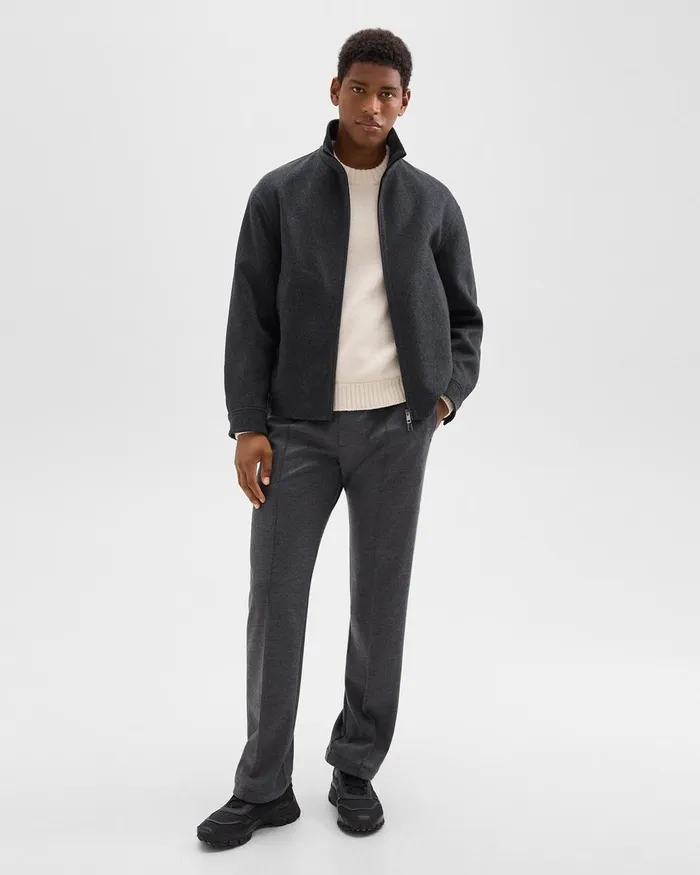 Men Theory Outerwear Straight Jacket In DoubleFace WoolCashmere Dark Charcoal Melange