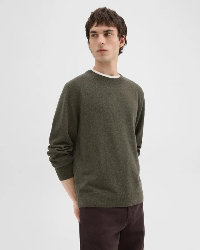 Men Theory Sweaters Cardigans Hilles Crewneck Sweater In Cashmere Hunter Green Melange Men Theory Sweaters Cardigans Hilles Crewneck Sweater In Cashmere Hunter Green Melange