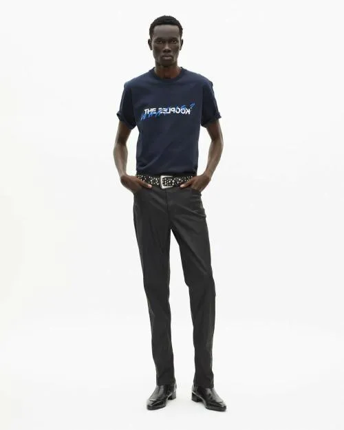 Men Trousers and Jeans The Kooples Black LeatherEffect StraightCut Jeans Black