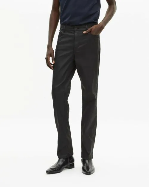 Men Trousers and Jeans The Kooples Black LeatherEffect StraightCut Jeans Black