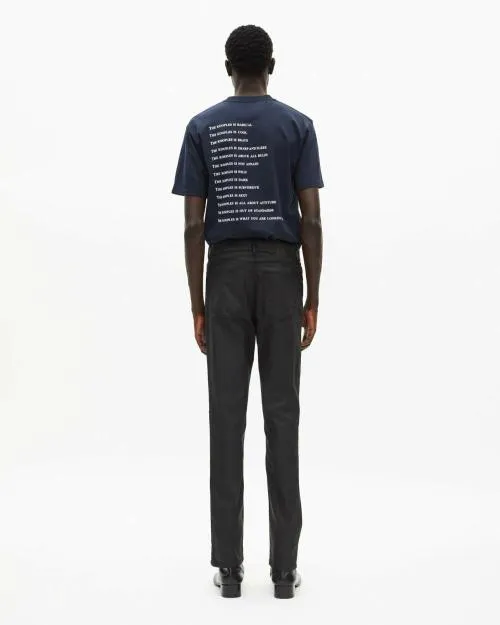 Men Trousers and Jeans The Kooples Black LeatherEffect StraightCut Jeans Black