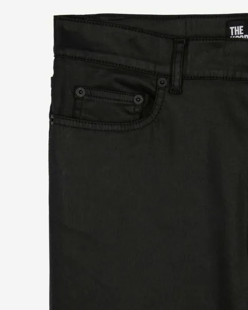 Men Trousers and Jeans The Kooples Black LeatherEffect StraightCut Jeans Black