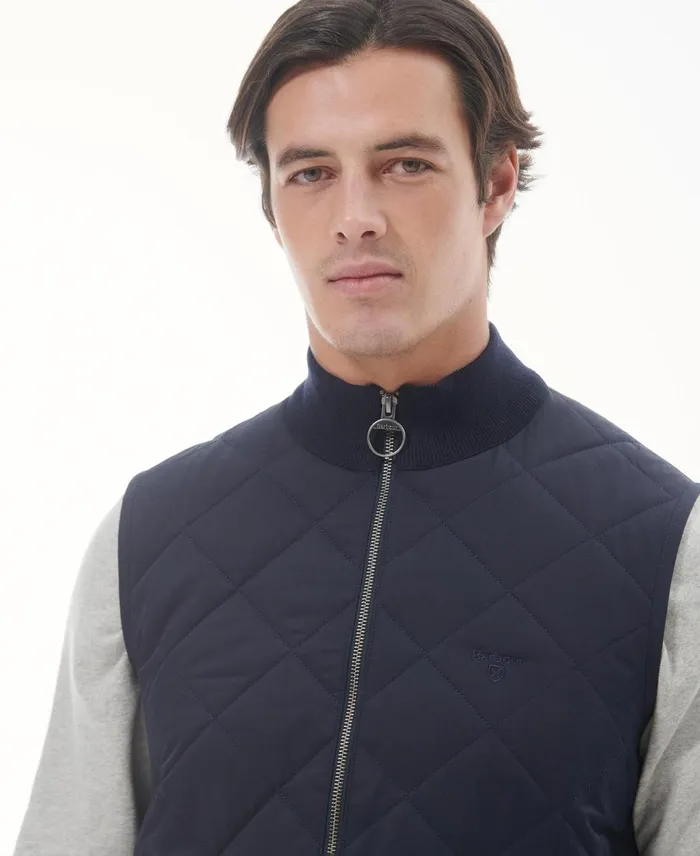 Men Vests Barbour Essential Box Quilt Gilet Charcoal Marl