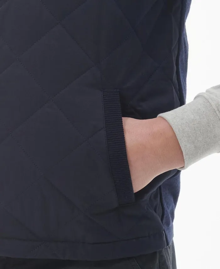 Men Vests Barbour Essential Box Quilt Gilet Charcoal Marl