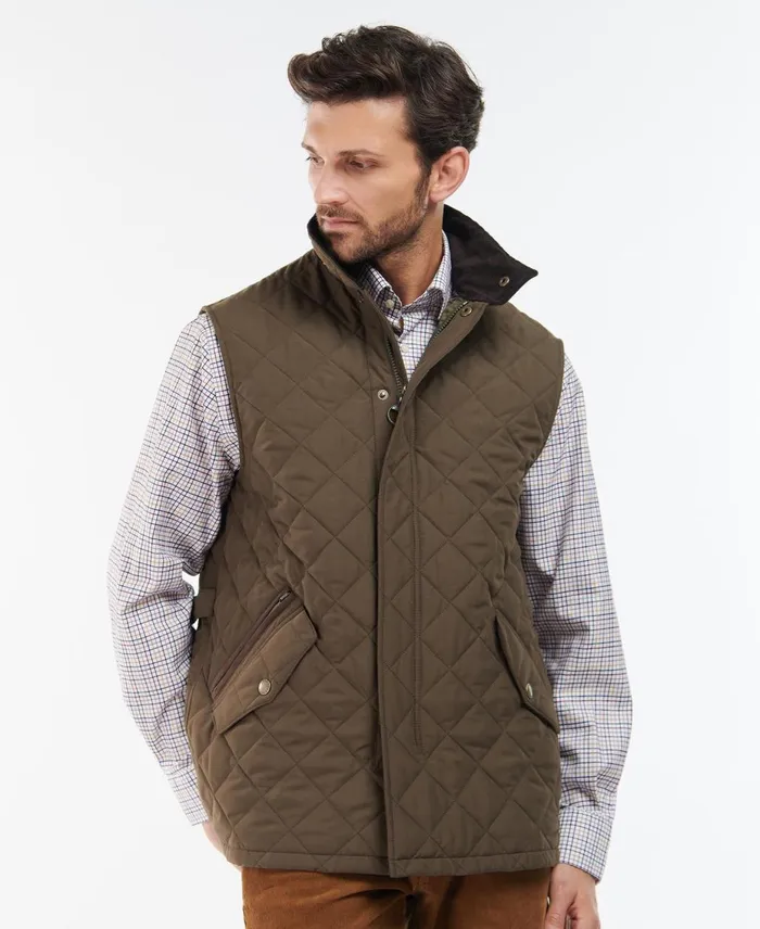 Men Vests Barbour Shoveler Gilet Dk Olive