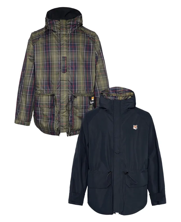 Men Waterproof Jackets Barbour X Maison Kitsun Military Reversible Waterproof Jacket Classic Black Men Waterproof Jackets Barbour X Maison Kitsun Military Reversible Waterproof Jacket Classic Black
