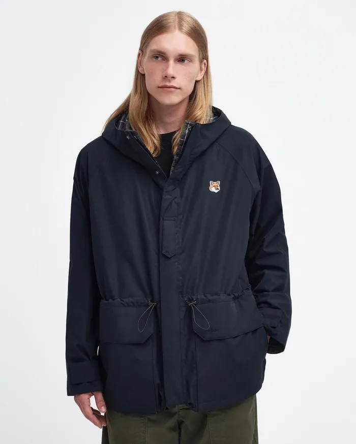 Men Waterproof Jackets Barbour X Maison Kitsun Military Reversible Waterproof Jacket Classic Black Men Waterproof Jackets Barbour X Maison Kitsun Military Reversible Waterproof Jacket Classic Black