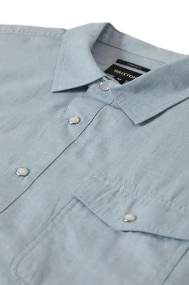 Men Wayne Western SS Shirt Medium Blue Brixton Button Ups