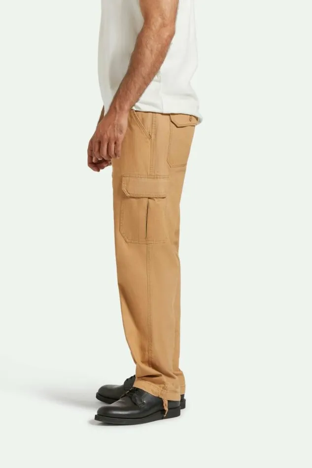Men Waypoint Herringbone Relaxed Cargo Pant Tobacco Brown Brixton Pants
