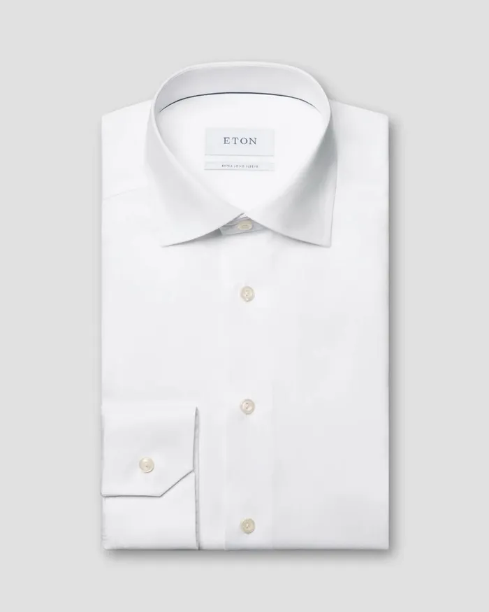 Men White Signature Twill Shirt Extra Long Sleeves White Eton Dress Shirts Men White Signature Twill Shirt Extra Long Sleeves White Eton Dress Shirts