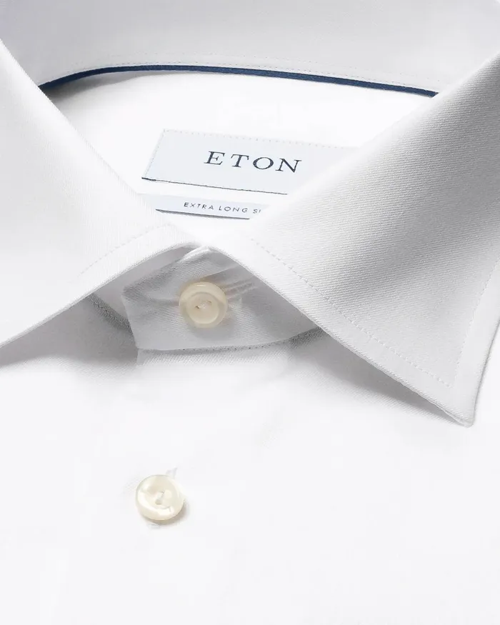 Men White Signature Twill Shirt Extra Long Sleeves White Eton Dress Shirts Men White Signature Twill Shirt Extra Long Sleeves White Eton Dress Shirts