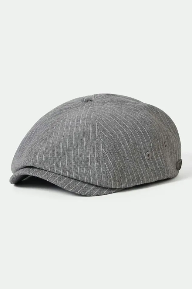 MenWomen Brood Lightweight Newsboy Cap Light Greywhite Stripe Chambray Brixton Caps