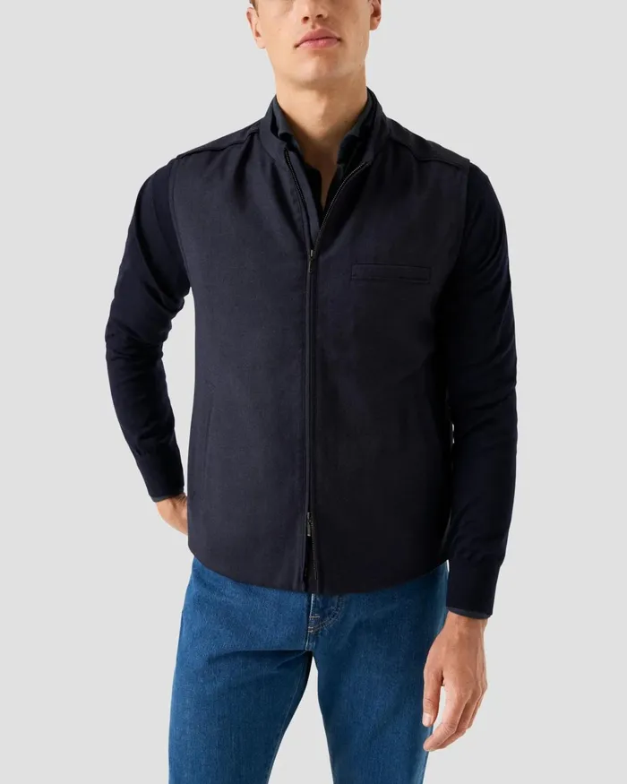 Men Wool Flannel Vest Blue Eton Vests