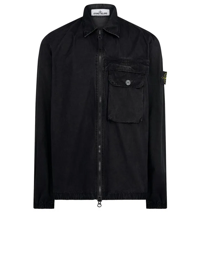 Mens 107Wn TCoOld Overshirt In Black Stone Island Overshirts