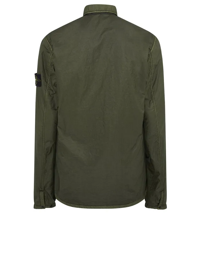 Mens 11435 Lamy Flock Overshirt In Dark Forest Stone Island Overshirts