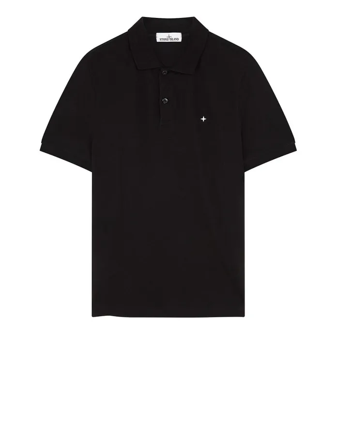 Mens 21718 Short Sleeve Polo Shirt In Black Stone Island Polo Shirts