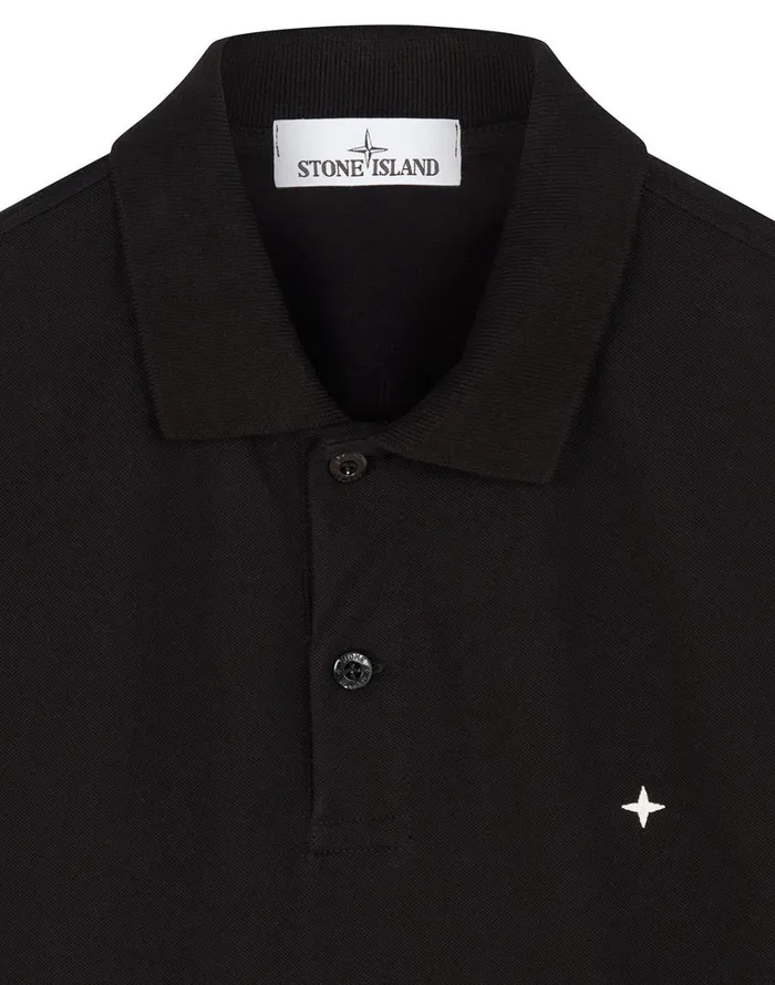 Mens 21718 Short Sleeve Polo Shirt In Black Stone Island Polo Shirts