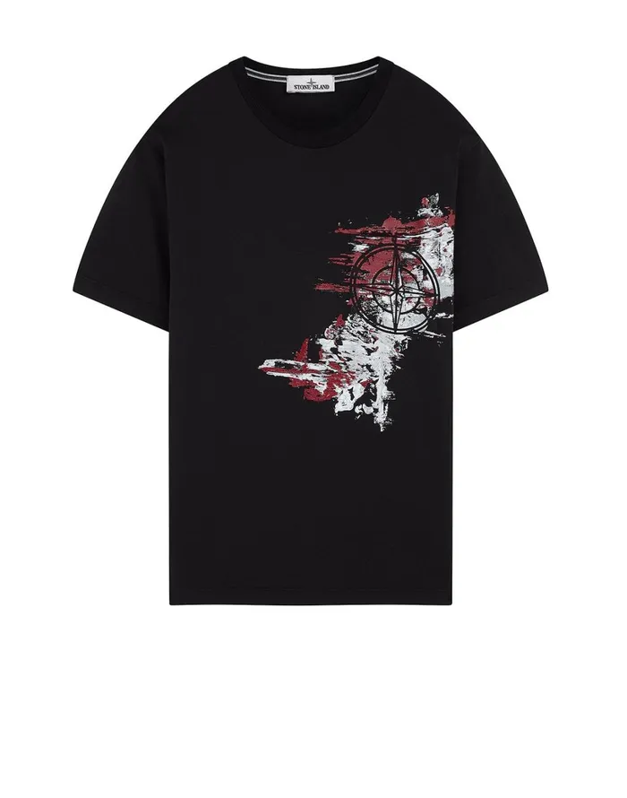 Mens 24682 Paint Stroke 3 ShortSleeve TShirt In Black Stone Island TShirts