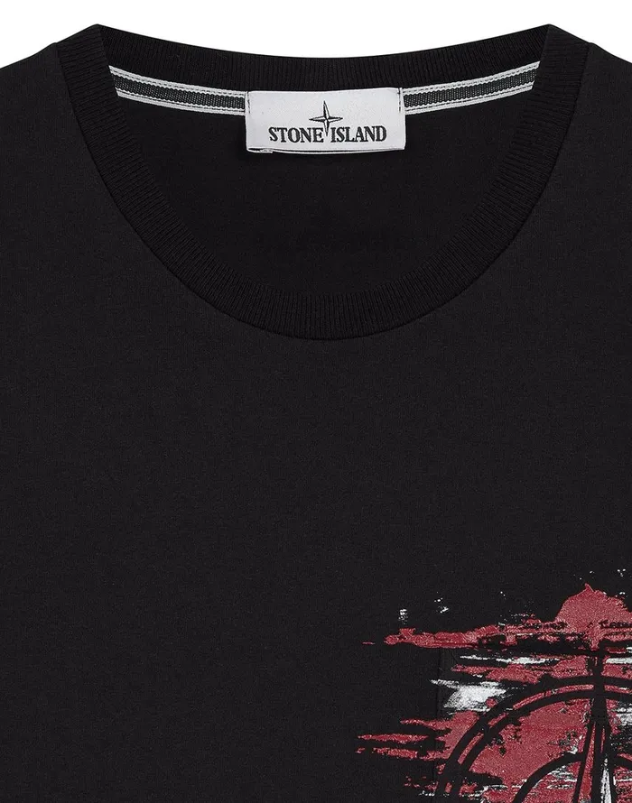 Mens 24682 Paint Stroke 3 ShortSleeve TShirt In Black Stone Island TShirts