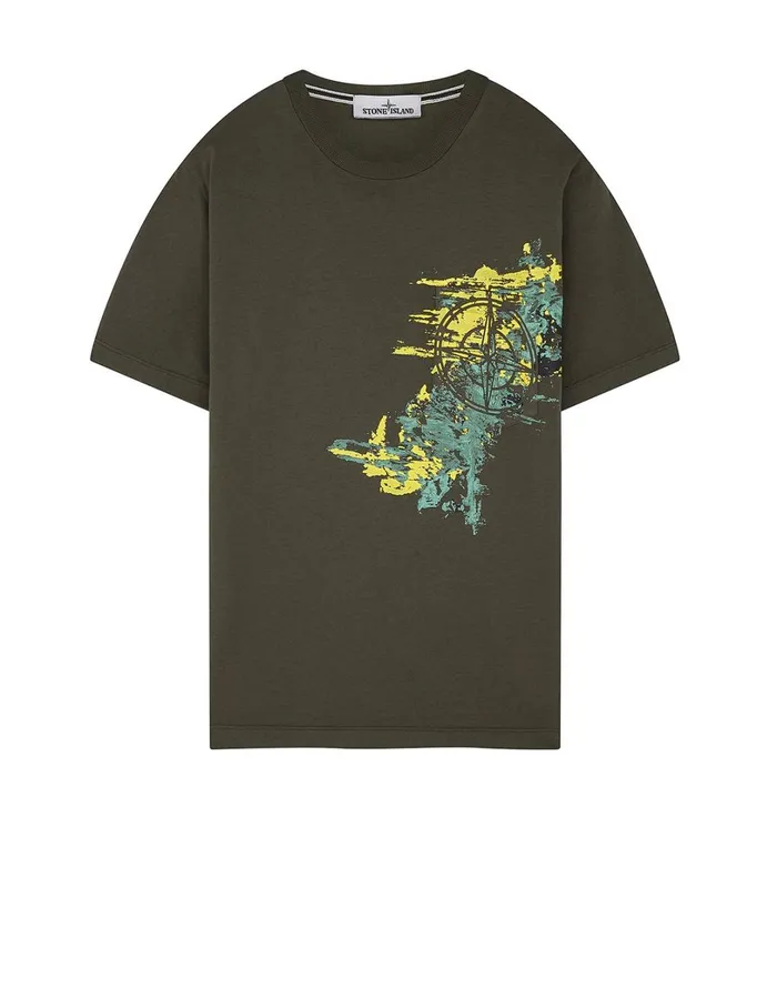 Mens 24682 Paint Stroke 3 ShortSleeve TShirt In Dark Forest Stone Island TShirts