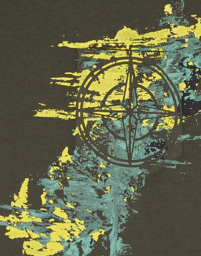Mens 24682 Paint Stroke 3 ShortSleeve TShirt In Dark Forest Stone Island TShirts