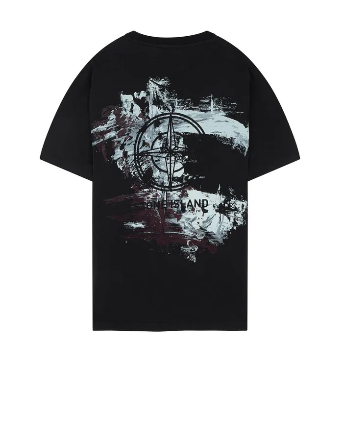 Mens 2Ns81 Paint Stroke 2 Short Sleeve TShirt In Black Stone Island TShirts
