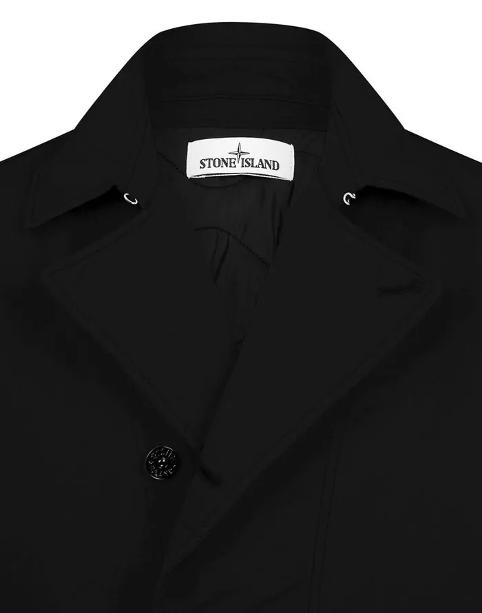 Mens 42149 DavidTc With Primaloft Insulation Technology Short Trench Coat In Black Stone Island Coats 038 Jackets