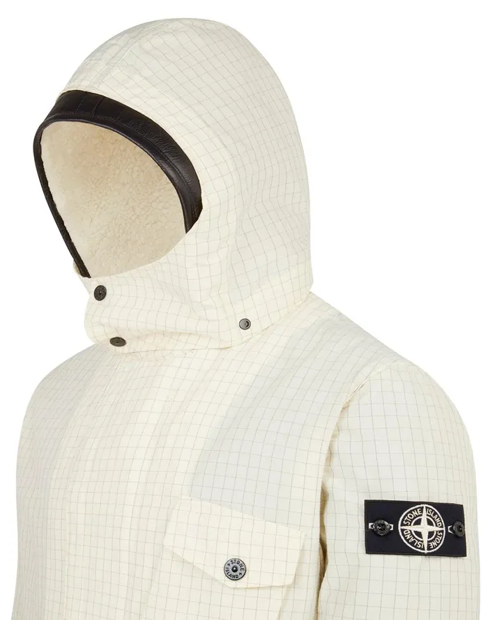 Mens 43499 Reflective Ripstop Chin With Detachable Lining Jacket In Butter Stone Island Coats 038 Jackets