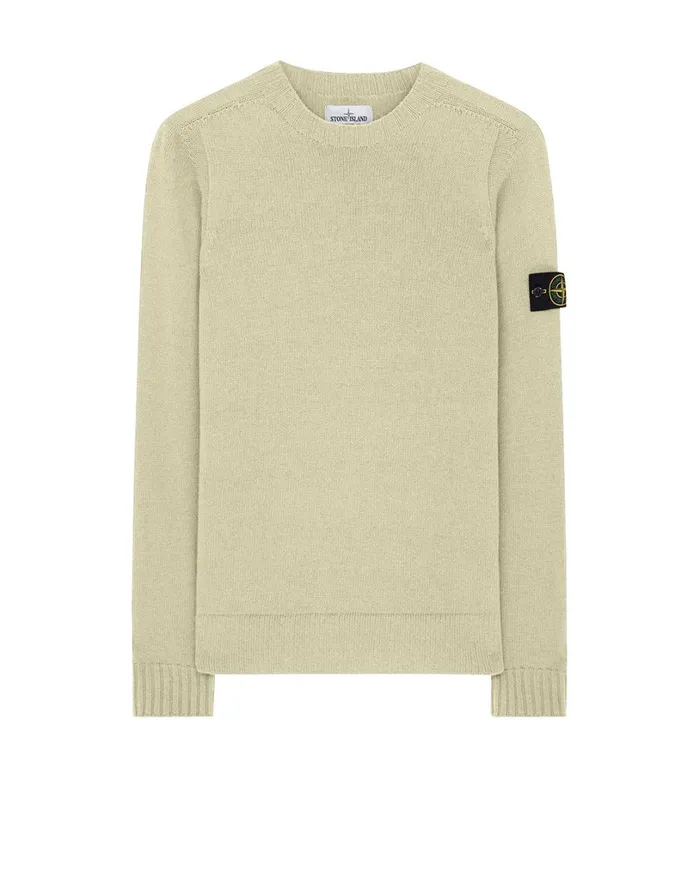 Mens 505A3 Lambswool Crewneck Knit In Butter Stone Island Knitwear