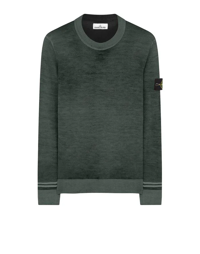 Mens 555A8 Fast Dye Airbrush Crewneck Jumper In Dark Forest Stone Island Knitwear