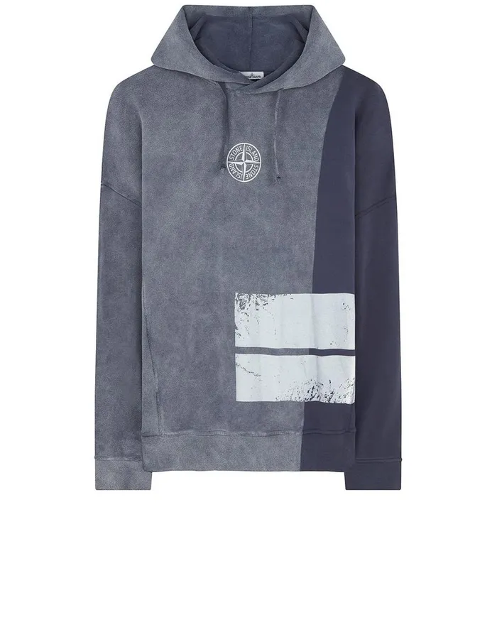 Mens 61889 Dust Two Hooded Sweatshirt In Marine Blue Stone Island Sweatshirts