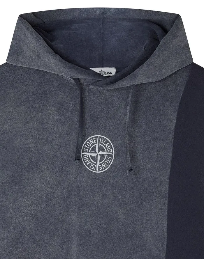 Mens 61889 Dust Two Hooded Sweatshirt In Marine Blue Stone Island Sweatshirts