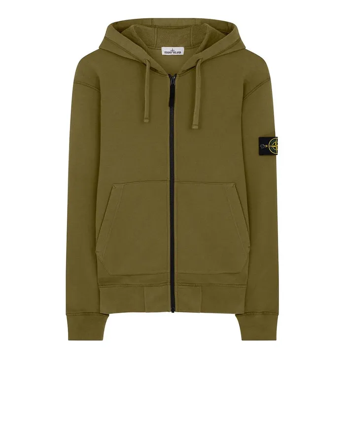 Mens 64220 Hooded Full Zip Sweatshirt In Tobacco Stone Island Sweatshirts