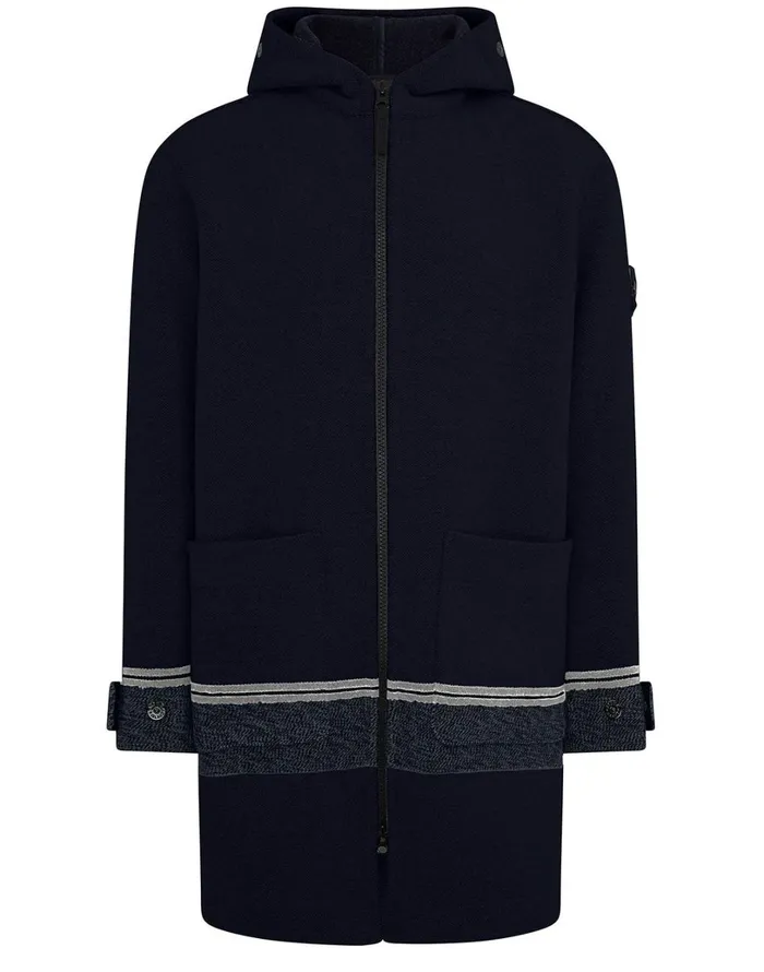Mens 71252 Panno Jacquard Duffle Coat In Marine Blue Stone Island Coats 038 Jackets Mens 71252 Panno Jacquard Duffle Coat In Marine Blue Stone Island Coats 038 Jackets
