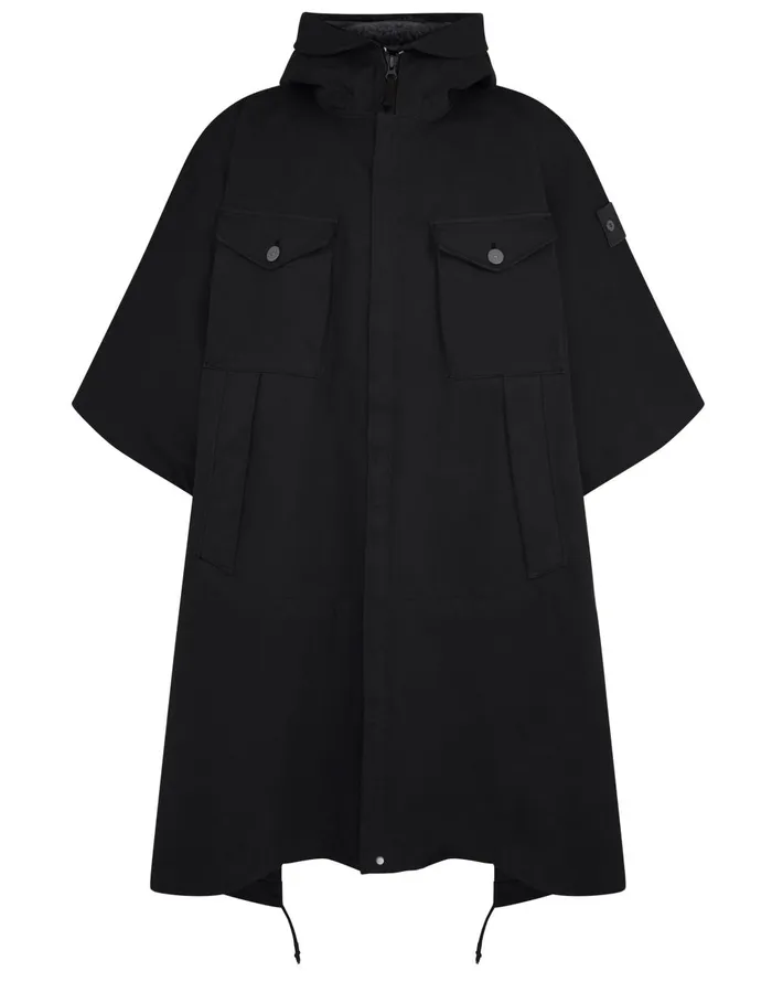 Mens Coats and Jackets Stone Island 717F1 Raso Gommato Double Ghost Piece Hooded Cape In BlackJackets Black Mens Coats and Jackets Stone Island 717F1 Raso Gommato Double Ghost Piece Hooded Cape In BlackJackets Black