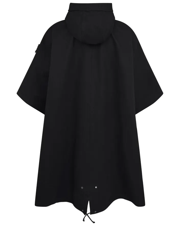 Mens Coats and Jackets Stone Island 717F1 Raso Gommato Double Ghost Piece Hooded Cape In BlackJackets Black