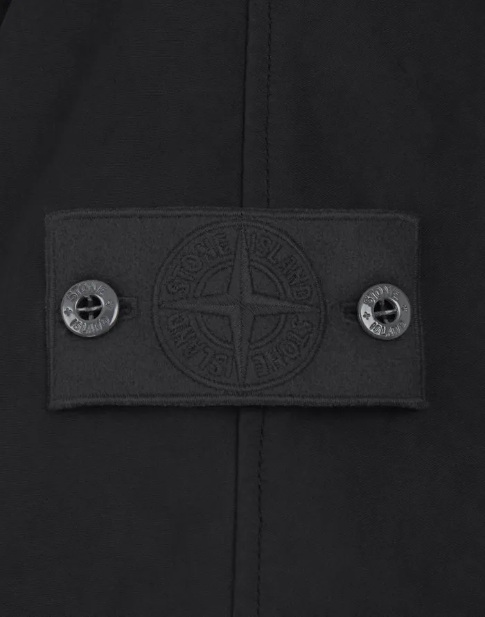 Mens Coats and Jackets Stone Island 717F1 Raso Gommato Double Ghost Piece Hooded Cape In BlackJackets Black