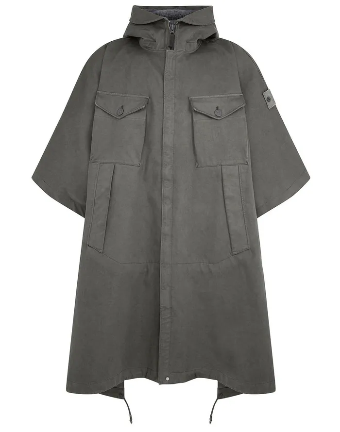 Mens Coats and Jackets Stone Island 717F1 Raso Gommato Double Ghost Piece Hooded Cape In Smoky GreyJackets Smoky Grey Mens Coats and Jackets Stone Island 717F1 Raso Gommato Double Ghost Piece Hooded Cape In Smoky GreyJackets Smoky Grey