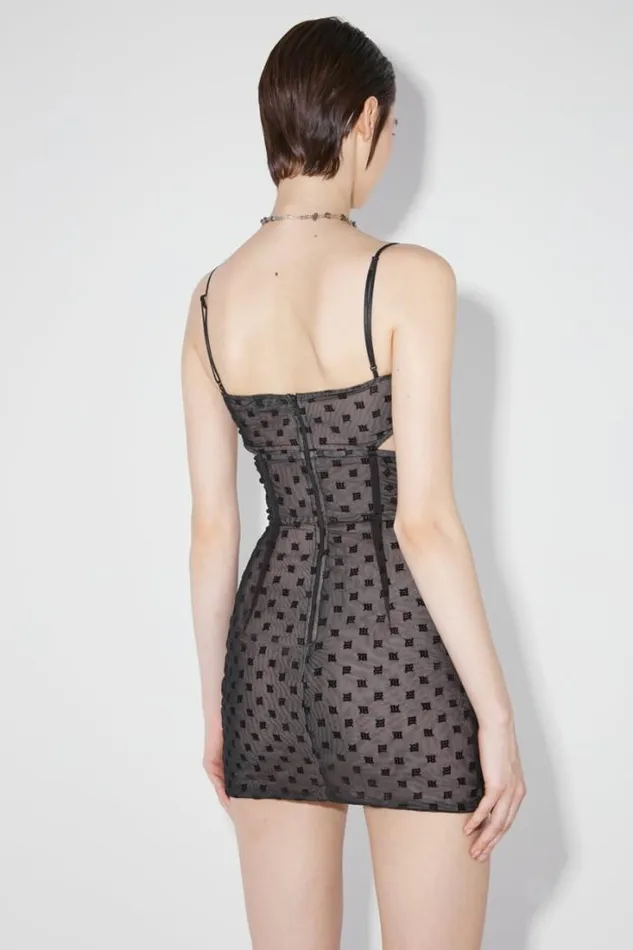Mesh Monogram Corset Mini Dress Black Women MISBHV Dresses