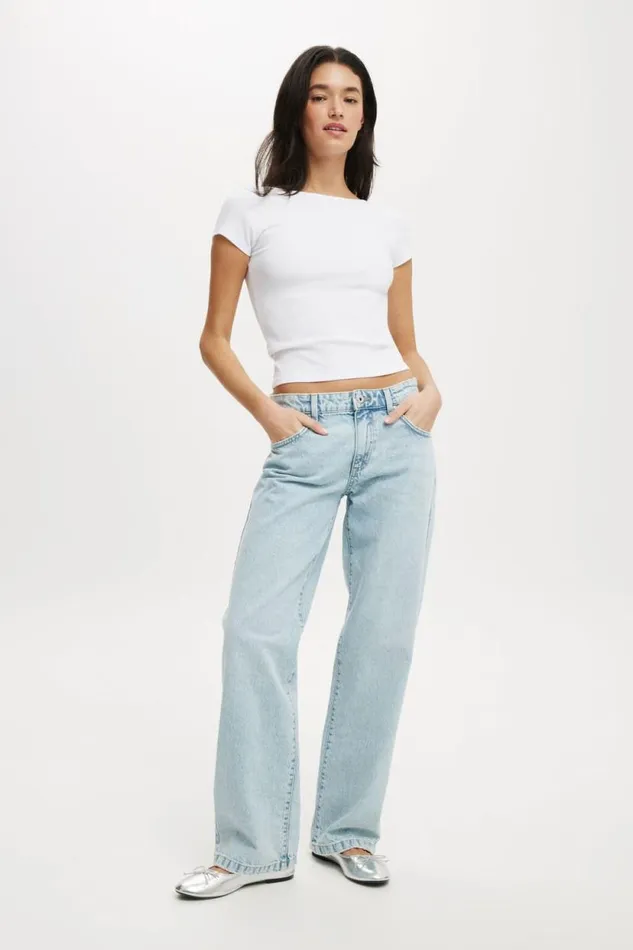 Mia Low Back Short Sleeve Top White Women Cotton On Tops