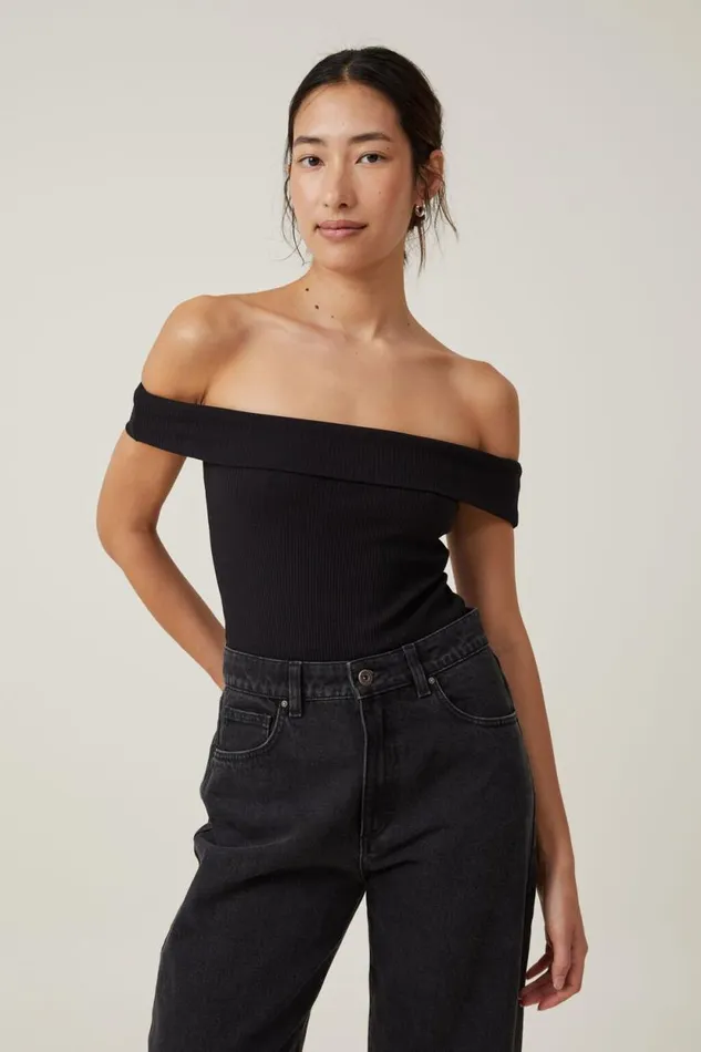 Mia Off The Shoulder Bodysuit Black Women Cotton On Tops
