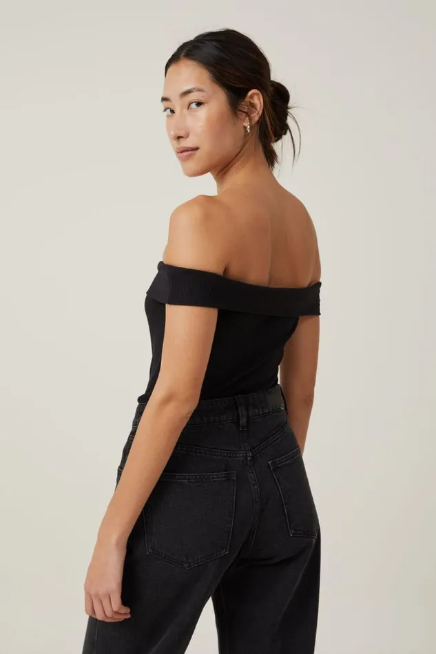 Mia Off The Shoulder Bodysuit Black Women Cotton On Tops