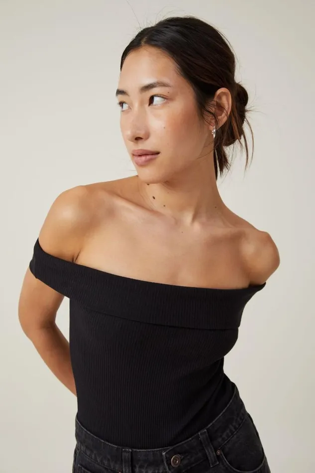 Mia Off The Shoulder Bodysuit Black Women Cotton On Tops