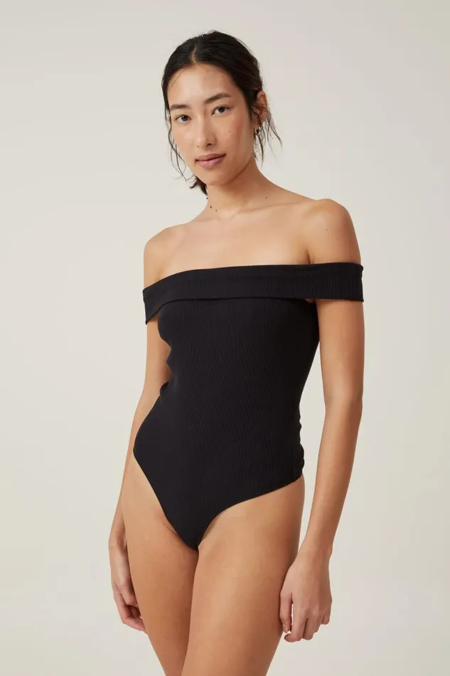 Mia Off The Shoulder Bodysuit Black Women Cotton On Tops