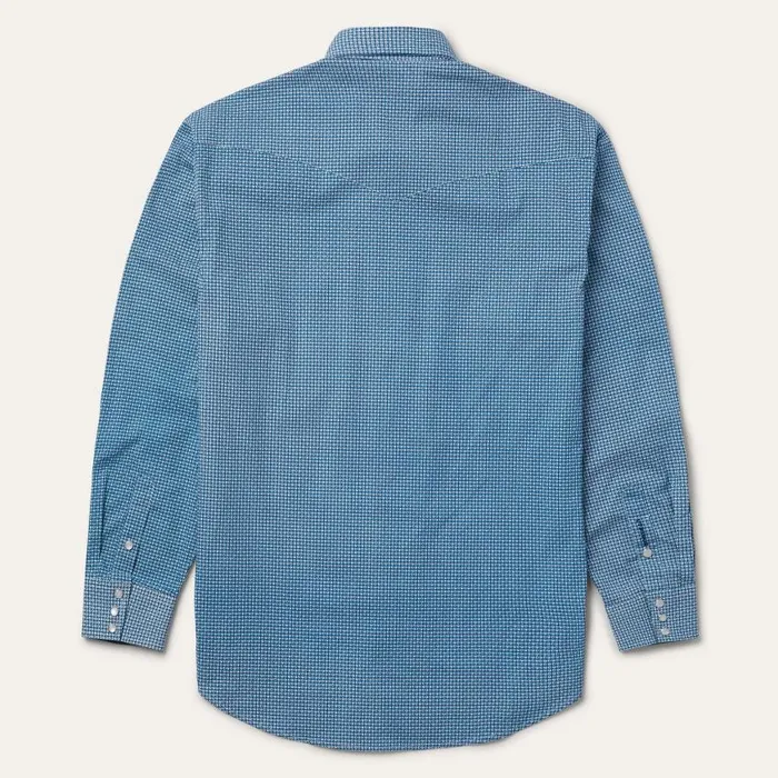 Micro Print Western Shirt Blue Men Stetson Classic Cut