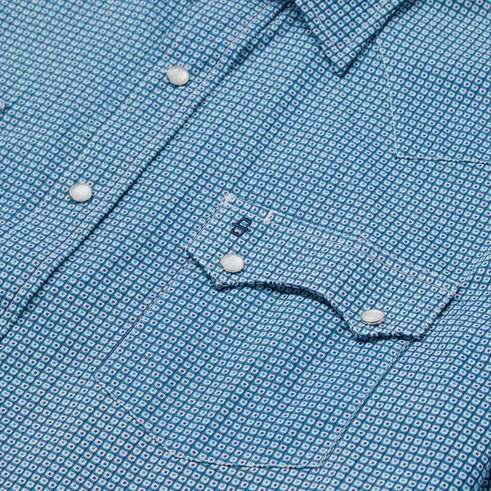 Micro Print Western Shirt Blue Men Stetson Classic Cut