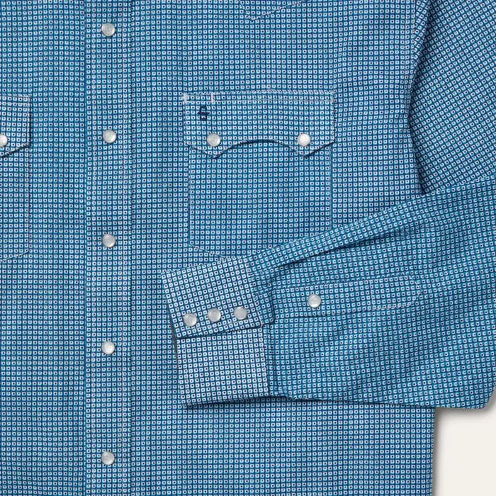 Micro Print Western Shirt Blue Men Stetson Classic Cut